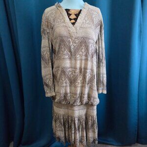 Vintage Damianou Gold Metallic Knit Drop-Waist Dress - S
